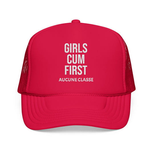 Trucker Hat — "Girls Cum First"