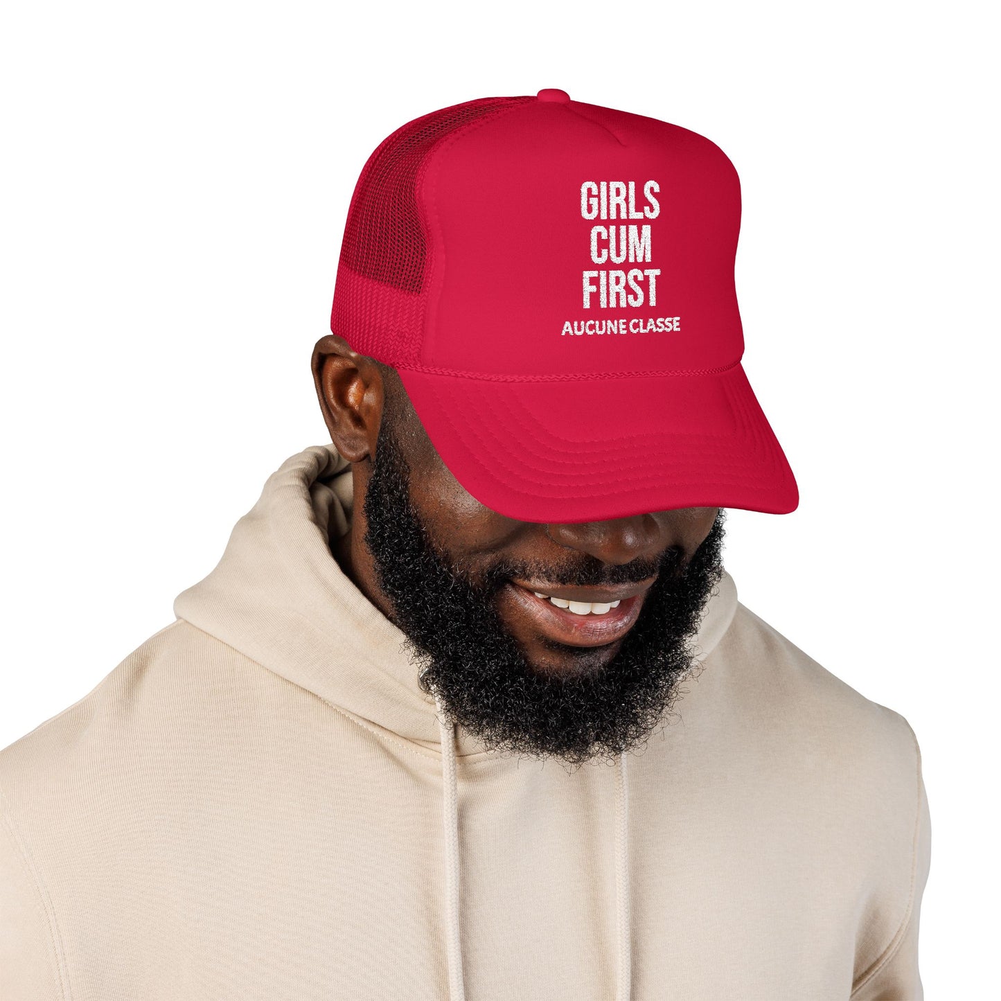 Trucker Hat — "Girls Cum First"